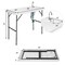 Folding Fish Cleaning Table Outdoor HDPE Top Iron Legs Adjustable Faucet